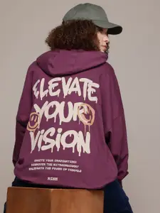 The Roadster Lifestyle Co. Women Printed Hooded Oversized Sweatshirt