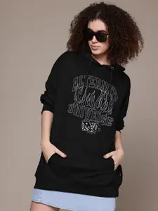 The Roadster Lifestyle Co. Printed Oversized Hooded Sweatshirt