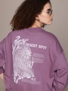The Roadster Lifestyle Co. Women Printed Relaxed Sweatshirt