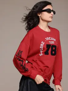 The Roadster Lifestyle Co. Printed Applique Detail Sweatshirt