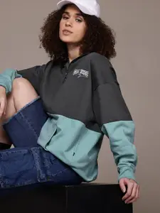 The Roadster Lifestyle Co. Colourblocked Half Zipper Sweatshirt