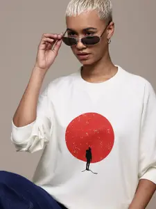 The Roadster Lifestyle Co. Raglan Sleeves Printed Sweatshirt