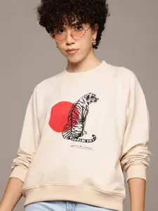 The Roadster Lifestyle Co. Women Printed Sweatshirt