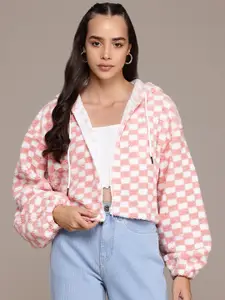 The Roadster Lifestyle Co. Checked Hooded Sherpa Sweatshirt