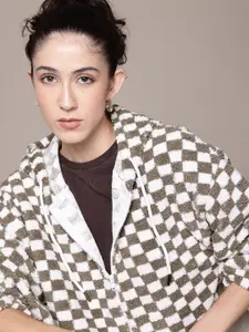 The Roadster Lifestyle Co. Checked Sherpa Front-Open Sweatshirt