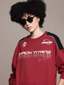 The Roadster Lifestyle Co. Printed Drop-Shoulder Sleeves Sweatshirt