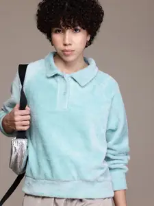 The Roadster Lifestyle Co. Fuzzy Shirt Collar Sweatshirt