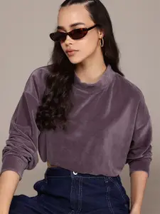 The Roadster Lifestyle Co. Drop Sleeve Crop Fleece Sweatshirt