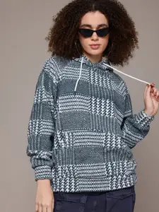 The Roadster Lifestyle Co. Fleece Checked Hooded Sweatshirt