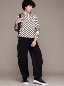 The Roadster Lifestyle Co. Checked Sherpa Hooded Sweatshirt