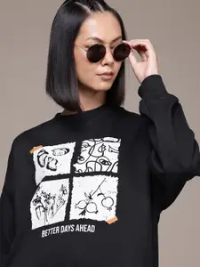 The Roadster Lifestyle Co. Women Printed Relaxed Fit Sweatshirt