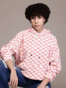 The Roadster Lifestyle Co. Checked Sherpa Hooded Sweatshirt