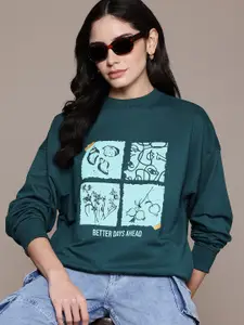 The Roadster Lifestyle Co. Women Printed Sweatshirt
