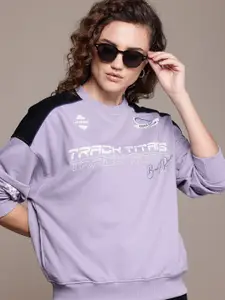 The Roadster Lifestyle Co. Printed Drop-Shoulder Sleeves Sweatshirt