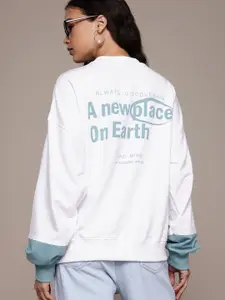 The Roadster Lifestyle Co. Printed Sweatshirt with Drop-Shoulder Sleeves