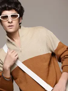 The Roadster Lifestyle Co. Mock Neck Colourblocked Pullover