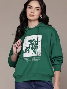 The Roadster Lifestyle Co. Women Printed Hooded Sweatshirt