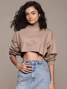 The Roadster Lifestyle Co. High Neck Crop Sweatshirt