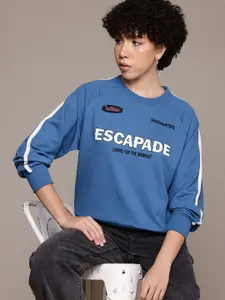 The Roadster Lifestyle Co. Printed Raglan Sleeve Sweatshirt