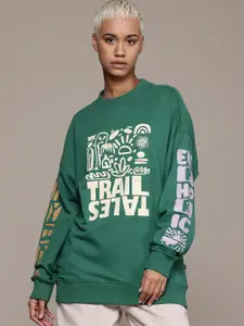 The Roadster Lifestyle Co. Printed Drop-Shoulder Sleeve Sweatshirt