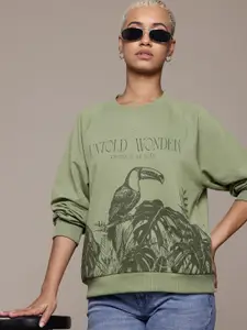 The Roadster Lifestyle Co. Raglan Sleeves Printed Sweatshirt