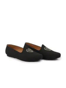 FAUSTO Men Embroidered Round Toe Memory Foam Mojaris