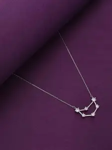 KAI JEWEL Sterling Silver Rhodium-Plated Cubic Zirconia Studded Necklace