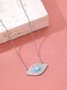 KAI JEWEL Sterling Silver Rhodium-Plated Cubic Zirconia Studded Necklace