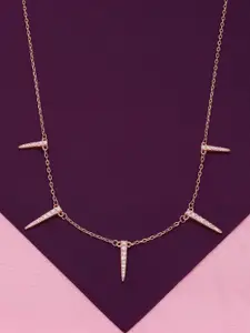 KAI JEWEL 92.5 Sterling Silver Rose Gold-Plated Cubic Zirconia Necklace