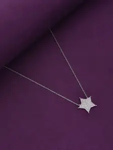 KAI JEWEL 92.5 Sterling Silver Cubic Zirconia Rhodium Plated Necklace