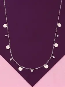 KAI JEWEL 925 Sterling Silver Rhodium-Plated Cubic Zirconia Stone Studded Necklace