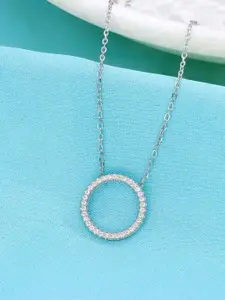KAI JEWEL Sterling Silver Rhodium-Plated Cubic Zirconia Studded Necklace