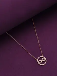 KAI JEWEL 92.5 Sterling Silver Cubic Zirconia Rose Gold Plated Necklace