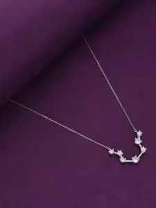 KAI JEWEL Sterling Silver Rhodium-Plated Cubic Zirconia Studded Necklace