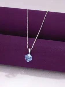 KAI JEWEL 92.5 Sterling Silver Rhodium-Plated Crystal Studded Necklace With Pendant