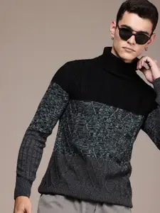 The Roadster Life Co. Cable Knit Turtle Neck Pure Acrylic Pullover