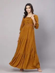 aayu Tie-Up Neck Smocked Maxi Dress