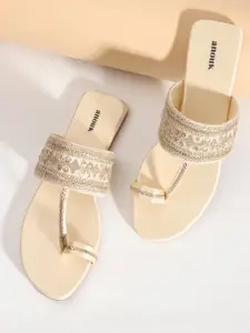 Anouk Embroidered Open Toe Flats