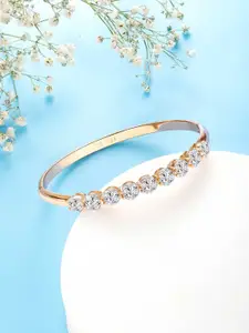 Peora Women Brass Cubic Zirconia Gold-Plated Kada Bracelet