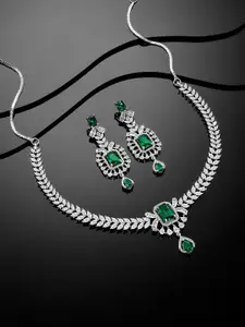 Peora Silver-Plated Cubic Zirconia & Crystal Necklace and Earrings