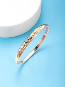 Peora Gold-Plated Cubic Zirconia Stone Studded Brass Kada Bracelet