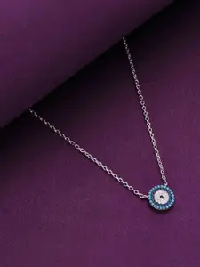 KAI JEWEL Sterling Silver Rhodium-Plated Cubic Zirconia Studded Necklace