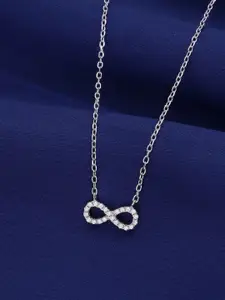 KAI JEWEL 925 Sterling Silver Rhodium-Plated Cubic Zirconia Stone Studded Necklace