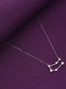 KAI JEWEL 925 Sterling Silver Rhodium-Plated Cubic Zirconia Stone Studded Necklace