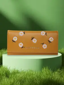 Caprese Women Floral Textured Embroidered PU Three Fold Wallet