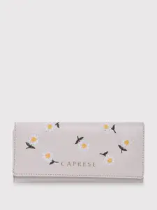 Caprese Women Floral Textured Embroidered PU Three Fold Wallet