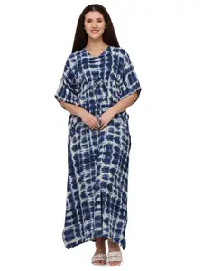 Fashfun Abstract Printed Kimono Sleeve Kaftan Maxi Dress