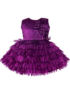 AMIRTHA FASHION Girls Round Neck Ruffled Georgette Fit & Flare Dress