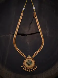 Kushal's Fashion Jewellery Copper Gold-Plated Stones Studded & Beaded Antique Necklace