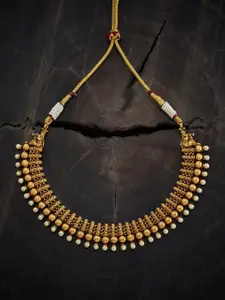 Kushal's Fashion Jewellery Copper Gold-Plated Artificial Beads Beaded Antique Necklace